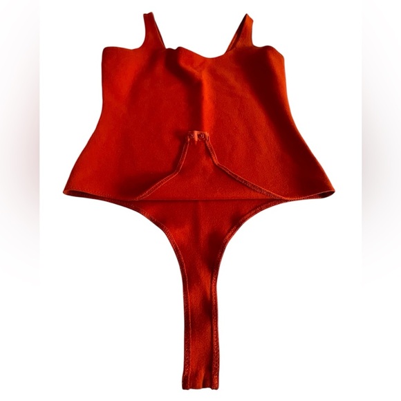 Shinestar Vibrant Brunt Orange Bodysuit Tanktop Women’s Size:L Spring Casual - Picture 2 of 5
